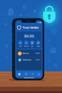 trust-wallet-app.jpg – "Interfejs Trust Wallet aplikacije prikazan na pametnom telefonu"