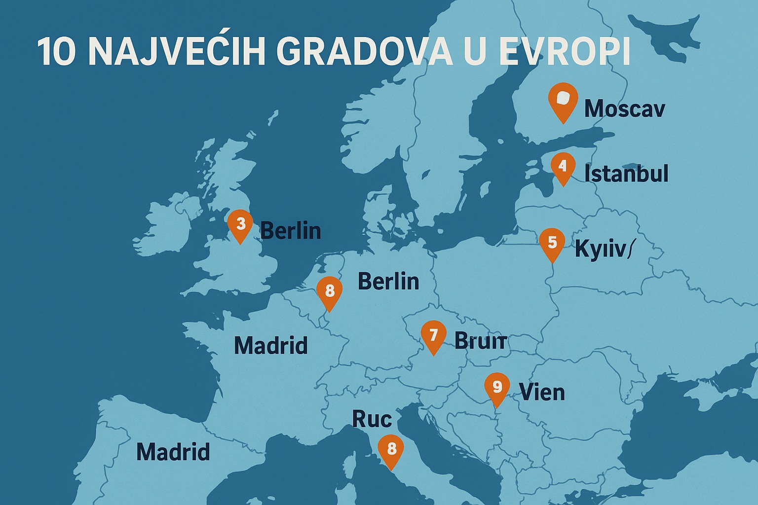 🌍 Top 10 najvećih gradova u Evropi (po broju stanovnika)